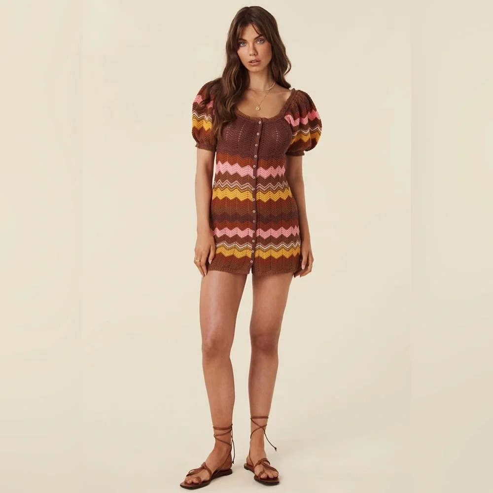 NWT SPELL THE ZIGGY CROCHET MINI DRESS |Size Medium - Picture 8 of 9